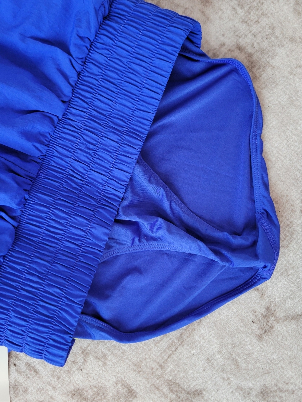 NWT All in Motion Girls L 10/12 Blue Athletic Shorts Smocked Waist Lined - Picture 3 of 4